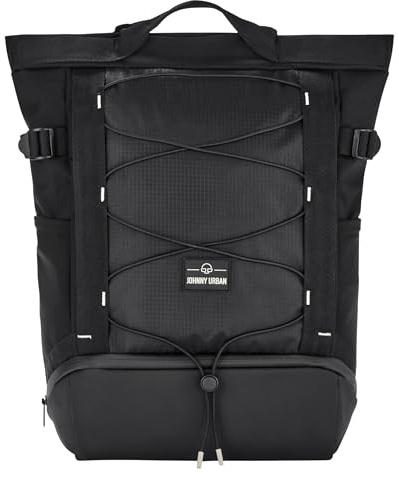 Johnny Urban Rucksack für Herren & Damen Schwarz - Harper - Daypack für Freizeit Sport Alltag - Tagesrucksack mit vielen Fächern - 16 Zoll Laptopfach & Trolley Strap - Wasserabweisend