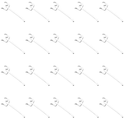 Leliafleury Lot de 20 crochets en métal pour panneau perforé - 10 x 2,5 cm - Crochets pour panneau perforé - Pour magasin, supermarché, cuisine, maison - Blanc
