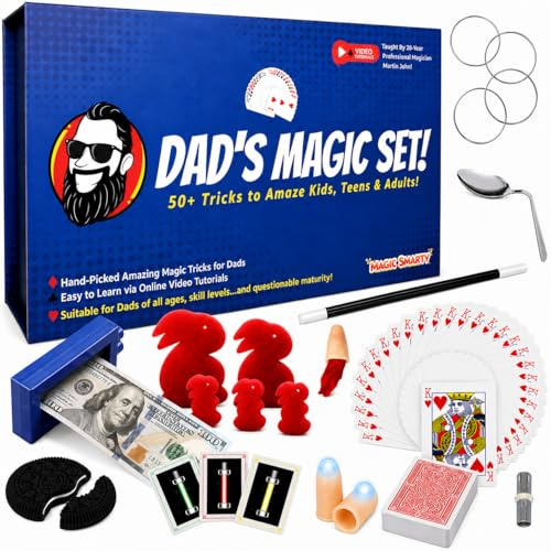Dad’s Magic Set - 50 Brilliant Tricks for Dad to Amaze the Whole Family - Easy to Learn - Video Tutorials by a Pro Magician - Fun Gift for Dad or Grandad for Father's Day, Birthdays, Christmas