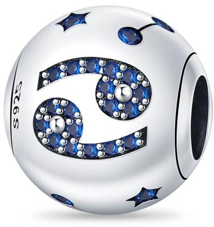 Geralin Gioielli Ciondolo da donna con segno zodiacale, cancro, in argento Sterling 925, perla di metallo, per donne e ragazze, idee regalo originali, Zirconia cubica, Zirconia cubica