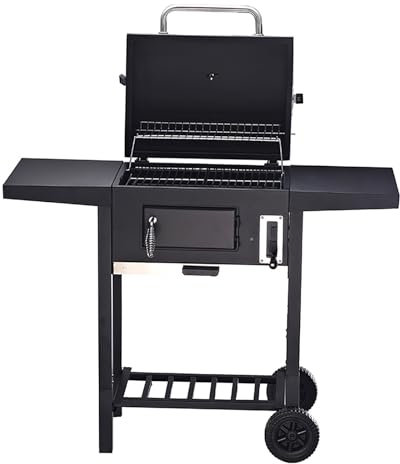 FORRTY Griglia a Carbone Carbonella Grande Grill Barbeque Esterno Con Ruote per un Facile Spostamento Stabile e Portante Tre Livelli di Regolazione Della Temperatura