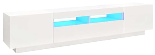 vidaXL TV Cabinet with LED Lights White 200x35x40 cm