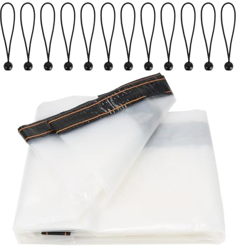 Luabue Bâche transparente imperméable et résistante avec œillets en plastique avec 12 tendeurs pour serre, meubles de jardin, abri de jardin, tonnelle, panneaux latéraux de 3 m x 3 m
