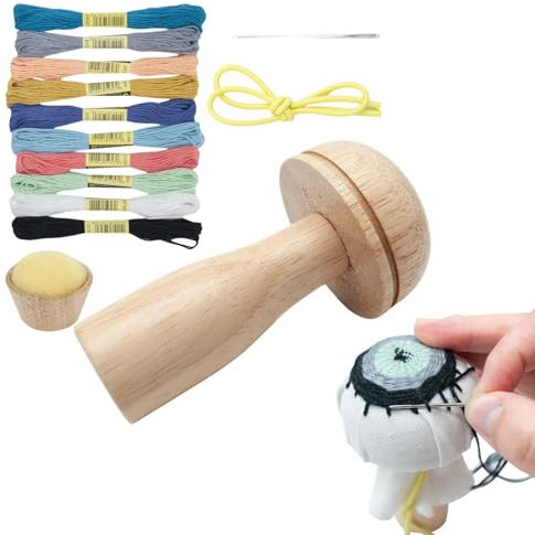 -Stopfpilz-Set – komplettes Stopfset mit Nadeln und Garn, elastisches Band für einfache Handhabung, ideal zum Häkeln und Flicken von Socken, müheloses Flicken von Löchern
