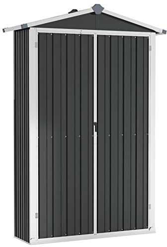 Gecheer Capanno da Giardino Antracite 116x45x175cm in Acciaio Zincato