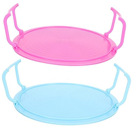 Cabilock Rejilla para Alimentos para Microondas y Vapor Redonda, Estante Multifuncional de 2 Capas, Material Pp Resistente al Calor, Juego de 2 Unidades Azul y Rosa, Adecuado para Cocina