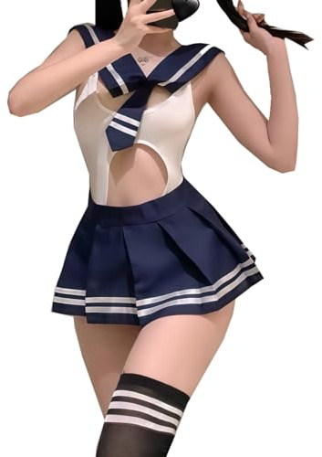 CHILIRIA Skola flicka outfit koreanska japanska underkläder skolflicka uniform sjöman anime cosplay rollspel kostym bodysuit strumpor