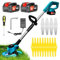 Xbzzgmg Debroussailleuse Electrique sans Fil 21V, Moteur 775 amélioré Coupe Bordure sans Fil avec 2 * 4.0Ah Batterie et Lames, Légère à Faible Bruit, Stockage Amovible, pour Jardin, Pelouses