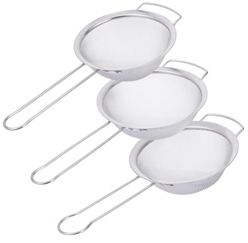GRIRIW 3piezas De Harina De Acero Inoxidable De Colador De Cocina Para Siftar Harina Herramienta De Repostería Para Cocinas y Reposteros
