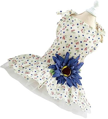 POPETPOP Dog Clothes Lace Dress Für Hunde Daisy-Muster Elegantes Kostüm Für Hochzeit Und Besondere Anlässe Bequem Und Atmungsaktiv XL Blumenmuster