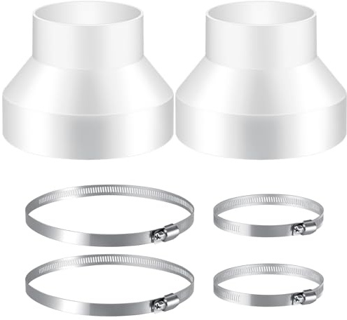 Huiguli 2Pcs Adaptador de Conducto 150 mm a 100 mm con 4 Abrazaderas, Reductor Tubo Campana Extractora para Sistema de Ventilación, Tubo Extractor Cocina