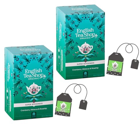 English Tea Shop | Infuso BIO Mirtillo Rosso Ibisco Rosa Canina - 2 x 20 Filtri in Eco Box (70 Gr) | Tisana Base Frutta con Citronella e Zenzero Senza Caffeina