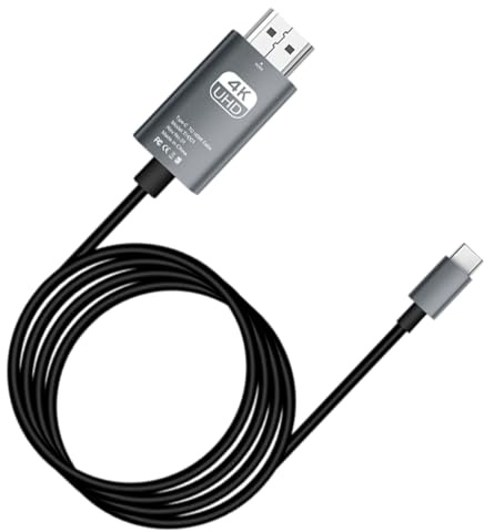 Generico Adattatore Video Da usb c A hdmii 4K60Hz-Adattatore Video Di Tipo C A HDTV Per Telefono, Laptop, TV E Proiettore | Cavo Da usb c A TV Per Mirroring Dello Schermo, Streaming E Per Computer