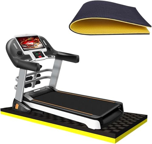 Trainingsgerätematte, 180 * 85 cm 200 * 100 cm Bodenschutzmatte, Laufbandmatte, Heimtrainermatte, Ellipsenmatte, rutschfest, Geräuschdämmung, Antivibration, Black Blue, 200 * 100cm