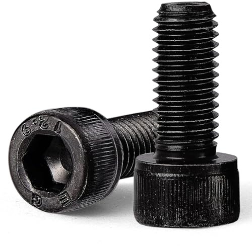 GuoYomm 10 Stück M10 x 25mm Zylinderschrauben mit Innensechskant, 12,9 Grad Kohlenstoffstahl, Innensechskant Schrauben Vollgewinde, DIN 912, Schwarzes Oxid