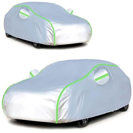 Auto Abdeckplane für FIAT 500 Abarth 595,Vollgarage Auto abdeckplane,Wasserdicht,Regen Sonne Staub Schutz Verkratzt,mit Reißverschlusstür,Oxford-Gewebe,AllWeather Q13