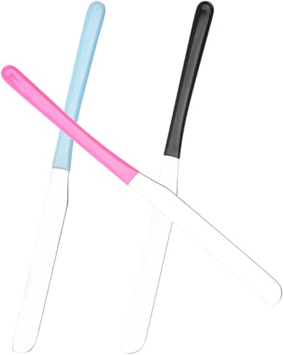 Hohopeti Espátulas de Maquillaje Palitos Profesionales de Acero Inoxidable Herramienta Cosmética Duradera Juego de 3 para Base y Mezcla para Mezclar Sombras y Esmaltes