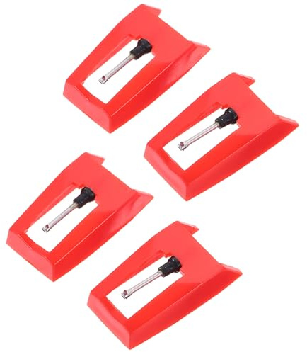 Lurrose Puntine per Giradischi 4 Pezzi Ago di Ricambio Stilo per Fonografo e Grammofono, Puntina Girevole Rossa per Giradischi Vinile Vintage, Accessorio Compatto Portatile