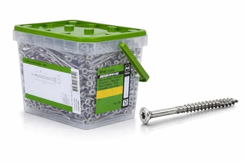 ESSVE ESSDRIVE 100 tornillos para madera de acero inoxidable A4, cabeza avellanada Torx 6,0 x 120 mm, inoxidables, tornillos de terraza para exteriores y construcción de madera, alta resistencia a la