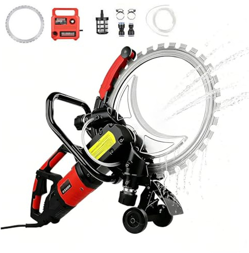 Genérico Sierra de hormigón con, Sierra de hormigón eléctrica toroidal de 8980w, máquina de Corte de rozador de Pared con Motor, para ranurar Ladrillos de Granito mármol Concr