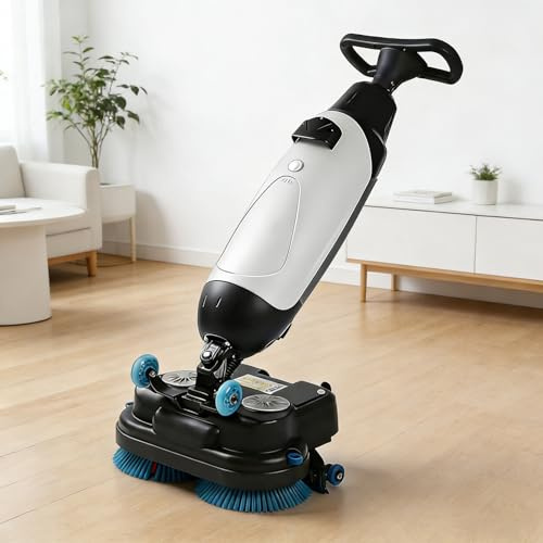Nettoyeur de sol électrique sans fil – Balais de balai électriques de 43,2 cm, rotation à 360°, double réservoir d'eau pour un nettoyage efficace du carrelage, des sols durs et des tapis