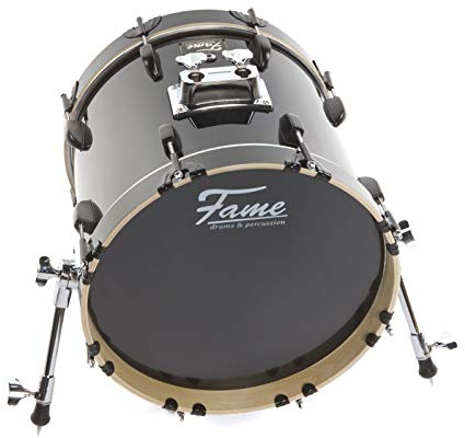 Fame Maple Standard BassDrum, 16x14, Ahorn, Schwarz Hochglanz, Chrom Hardware
