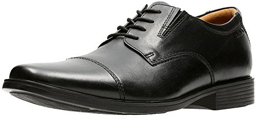 Clarks Men's Tilden Cap Oxford Flat, Black Black Leather, 12 UK Wide