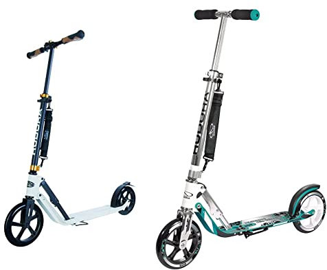HUDORA Unisex Style 230-Tret-Roller klappbar-Big Wheel City-Scooter, weiß & BigWheel 205, türkis (14751/01) - Das Original mit RX Pro Technologie -Tret-Roller klappbar - City-Scooter