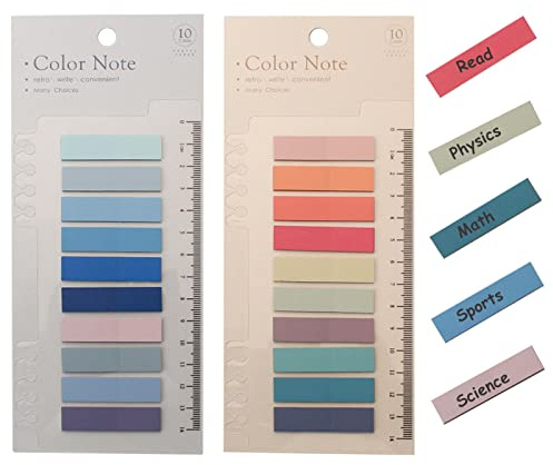 400Pcs Sticky Tabs, Transparent Sticky Notes Flags Pastel Book Tabs Annotation Tabs Morandi Page Markers Clear Index Tabs with Ruler Translucent Index Stickers for Books Page Bookmarks Office Supplies