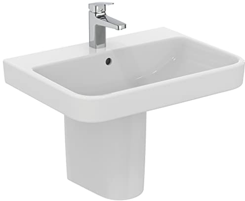 Ideal Standard - i.life B Lavabo da 65 cm con foro centrale per la rubinetteria aperto e foro del troppopieno. Colonna, semicolonna e sifone d'arredo da acquistare separatamente. Bianco