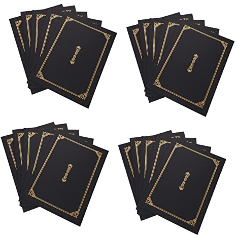 EXCEART 5Pcs Black Gold Stamping a4 Certificate Holders - Diploma Covers for Graduation and Awards