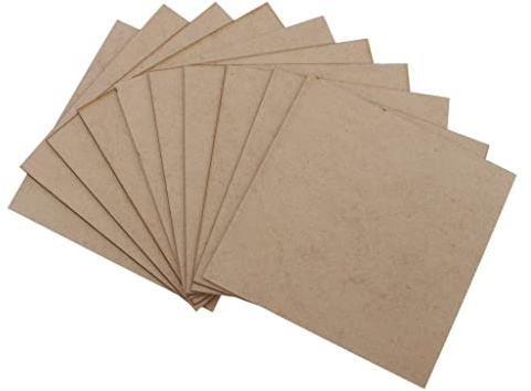 misppro Lot de 10 feuilles vierges en bois MDF pour plaque de signalisation, gravure, teinté, bois, 10 x 10 cm