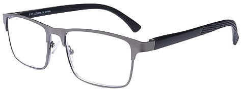 OKH Lesebrille Herren Anti Blaues Licht Rechteckig Federscharniere Lesebrille Metall Computer Anti Glare Lesebrillen 1*Grau +2.0