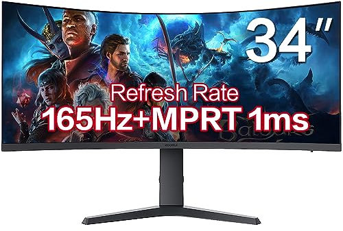Koorui 34E6UC 34 inch [34] 3440 x 1440 pixels Wide Quad HD LED Black (Koorui 34E6UC 34' Curved Screen WQHD 3840 x 1440 165Hz Gaming Monitor)