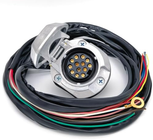 AOJO Metall 13 Polig Anhängersteckdose mit 2m Kabel 13 adriges x 0.5mm² 13 Polige Anhängerkupplungs Steckdose Kabelbaum - Vorverdrahteter