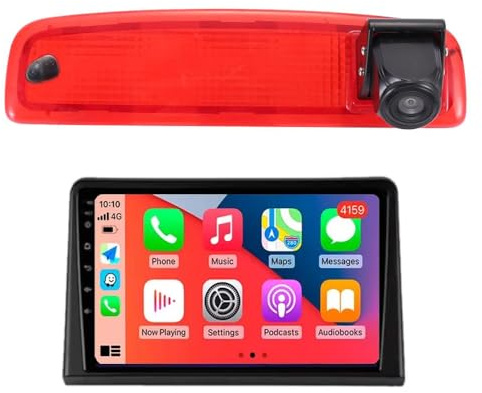 Navegador GPS de navegación por satélite con pantalla táctil HD de 9 pulgadas con CarPlay y Android, sistema de estacionamiento compatible con Renault Express Kasten Van (navegador GPS + cámara de
