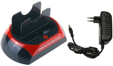 Suoumwa Estación de Acoplamiento de Disco Duro de Doble Ranura para HDD SSD/IDE de 2,5 y 3,5 Pulgadas, Caja de Carcasa para Disco Externo USB, Enchufe de la UE