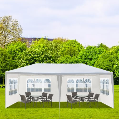 Bonnlo Carpa Plegable de 3x6m, con Altura Ajustable, UPF 50+, Las pergolas de jardín impermeables y el gazebo son adecuados para usos exteriores, como camping, festivales, blanco (3*6 con 4 Laterales)
