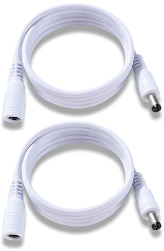 KUOQIY 2 Stücke 1m 5.5x2.1 mm 24V 12V DC Power Verlängerungskabel, Männlich Weiblich Verlängerung Kabel Netzkabel Verbinder 22AWG, für Sicherheitskameras, Weiß