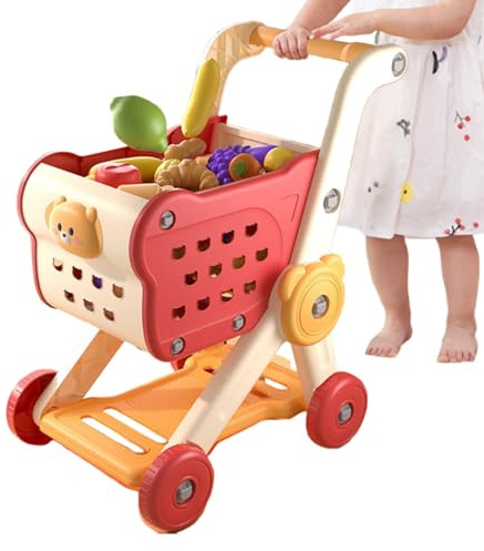 Shopping Cart for Kids - Toy Shopping Cart Trolley Play Set - Preschool Learning Activities Kitchen Interactive Educational Toys for Kids Role-Playing Game Baby Walking