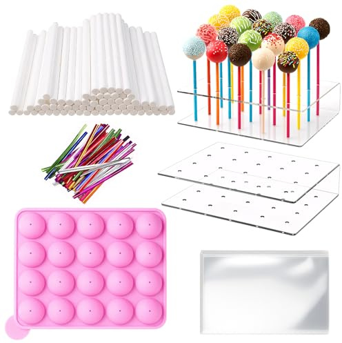 ZYLOUY 303 Stück Cake Ständer, Donut Ständer Mit 1 Cakes Form Und 2 Stück 20-Fach Ständers, Lolli Ständers, Tortenstützen, Torten Stabilisator Stäbe, Spritzbeutel Halter