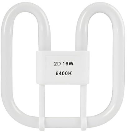 PaYuanRaoTi 16W 2D Square 4-Pin GR8 Compact Fluorescent Lamp 6500 K Cool White, Butterfly Bulb AC 220-240 V for Bathroom Ceiling Light and Kitchen Fixtures, Energy Efficient