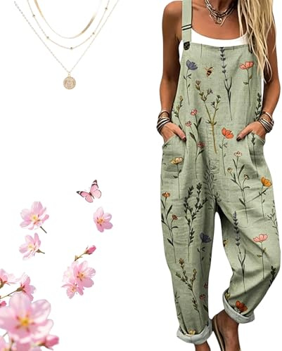 Ruhemeister Pro Minimal Bloom Dungarees, 2026 Summer Painting Overalls for Women with Pockets, Casual Loose Jumpsuit for Everyday