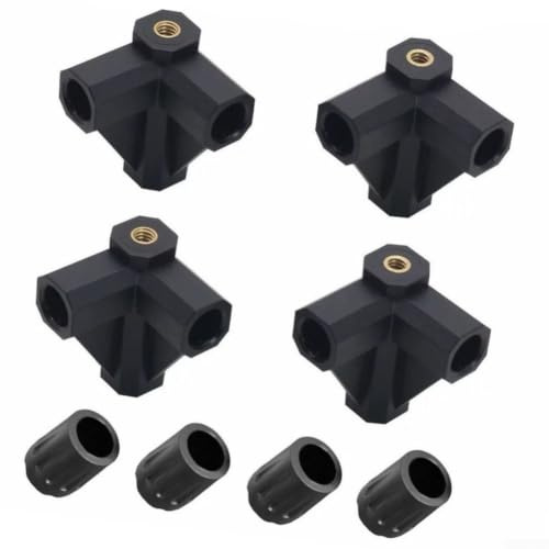 Jotekonoby Conectores para patas de mesa de camping, protectores de pies roscados de 1/4 pulgadas, poste de aluminio, reparación de juntas cruzadas de mesa plegable, accesorios de tubo redondo de 12