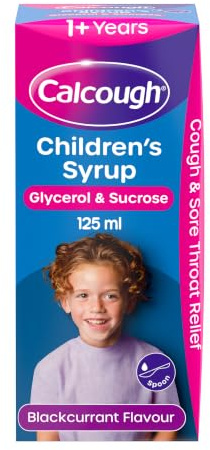 Calcough Children's Syrup with Blackcurrant Flavour (1 x 125ml) | Soothing Relief from Sore Throat & Tickly, Dry Cough, Non-Drowsy Cough Medicine for Children from 1+ Years