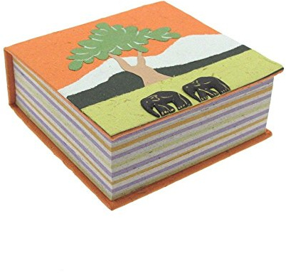 Fair Trade Notizblock-Würfel Elefanten-Dung 100 x 100 mm - orange
