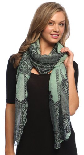 Peach Couture Light Weight Scarf Long Scarf Damask Scarf Paisley Scarf Beach Sarong Pashmina Floral Scarf Summer Scarf Princess Scarf Teal Scarf