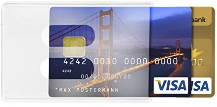 10 x Karteo® Scheckkartenhülle Kreditkartenhülle für zwei 2 Karten Kartenschutzhülle Ausweishülle Ausweishüllen Kartenhülle Kartenhüllen (54 x 86 mm) Kartenhalter Halter aus Plastik Hartplastik transparent mit Daumenausschub Ausweise Kreditkarten Dienstausweise EC Karte Bankkarten Gesundheitskarten transparent