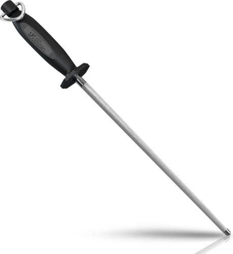10-inch Rod Knife Sharpening Steel by Utopia Kitchen | Professional Grade, Hanging Hook Included, Durable Steel Rod, Kitchen and Chef Use