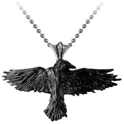 Alchemy Gothic Black Raven Unisex Necklace Black, Pewter,